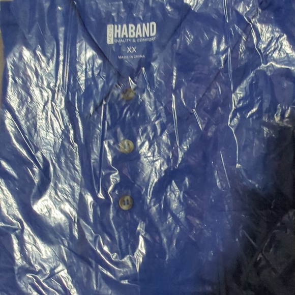 💢FREE with 2 Pc. Bundle💢 Knit Men's Polo Shirt Jersey Haband Brand Blue XX NWT - Picture 7 of 8